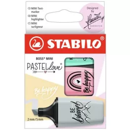   Szövegkiemelő készlet, STABILO, "Boss Mini Pastellove", 3 különböző szín