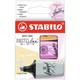   Szövegkiemelő készlet, STABILO, "Boss Mini Pastellove", 3 különböző szín