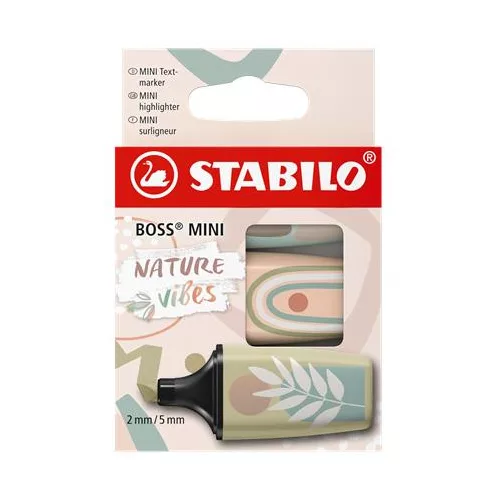 Szövegkiemelő készlet, 1-4 mm, STABILO "Boss Mini Nature vibes", 3 különböző szín