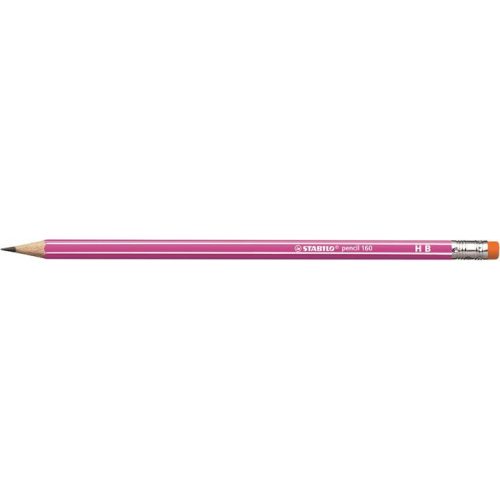 Grafitceruza radírral, HB, hatszögletű, STABILO "Pencil 160", rózsaszín