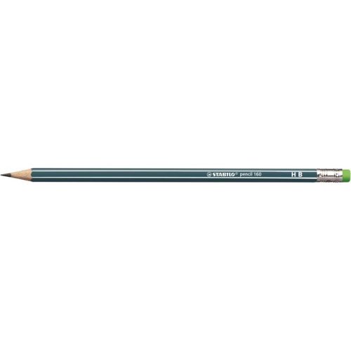 Grafitceruza radírral, HB, hatszögletű, STABILO "Pencil 160", olajzöld