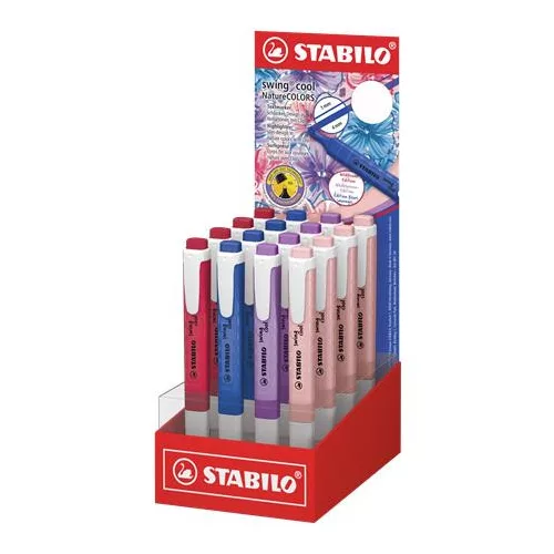 Szövegkiemelő display, 1-4 mm, STABILO "Swing Cool NatureCOLORS Wildflowers", vegyes