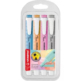   Szövegkiemelő készlet, 1-4 mm, STABILO "Swing cool Pastel", 4 különböző szín
