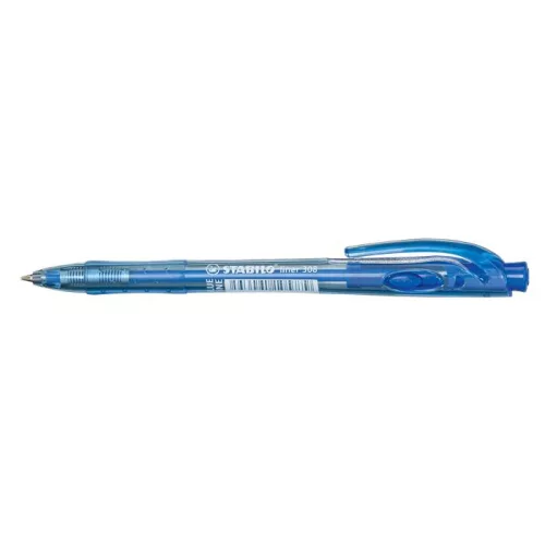 Golyóstoll, 0,38 mm, nyomógombos, STABILO "Liner 308", kék
