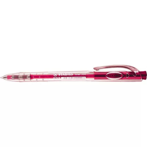 Golyóstoll, 0,38 mm, nyomógombos, STABILO "Liner 308", rózsaszín