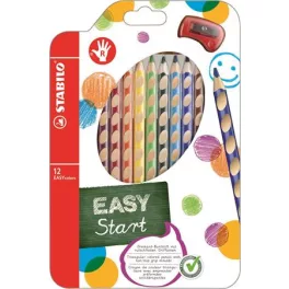   Színes ceruza készlet, háromszögletű, jobbkezes, STABILO "EasyColours", 12 különböző szín