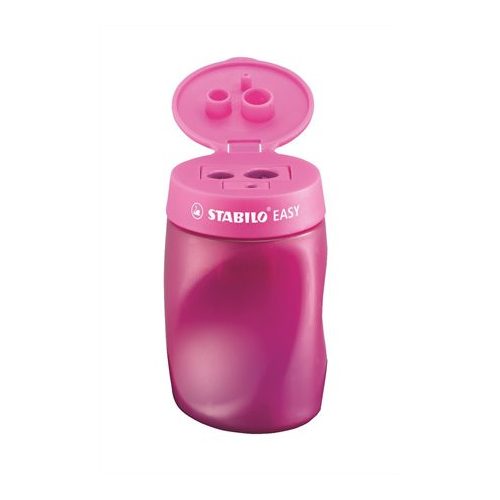 Hegyező, háromlyukú, tartályos, jobbkezes, STABILO "Easy", rózsaszín