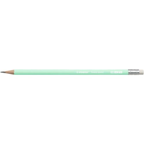 Grafitceruza radírral, HB, hatszögletű, STABILO "Swano Pastel", zöld