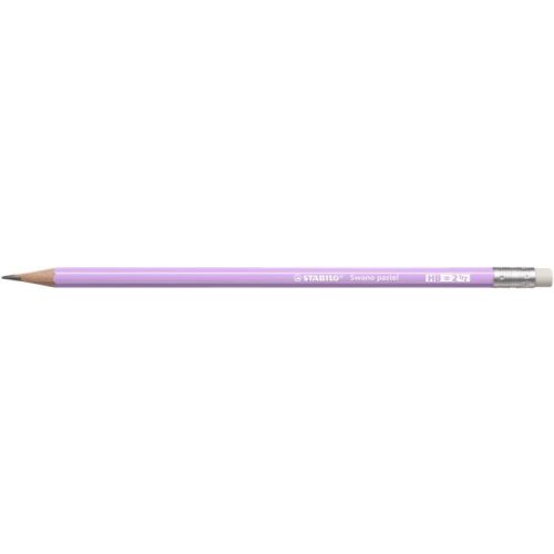 Grafitceruza radírral, HB, hatszögletű, STABILO "Swano Pastel", lila