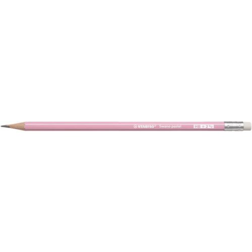 Grafitceruza radírral, HB, hatszögletű, STABILO "Swano Pastel", pink