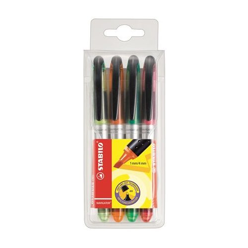 Szövegkiemelő készlet, 1-4 mm, STABILO "Navigator", 4 különböző szín