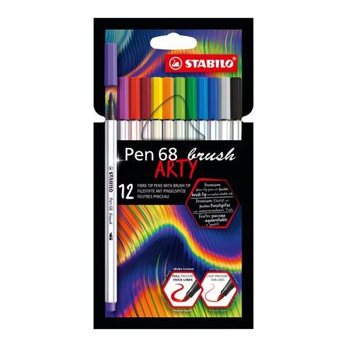 Rostirón készlet, STABILO "Pen 68 brush ARTY", 10 különböző szín
