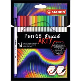   Ecsetirón készlet, STABILO "Pen 68 brush ARTY", 18 különböző szín
