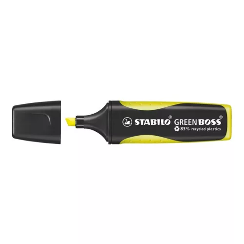 Szövegkiemelő, 2-5 mm, STABILO "Green Boss", sárga