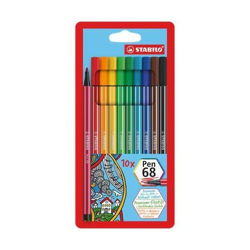 Rostirón készlet, 1 mm, STABILO "Pen 68", 10 különböző szín