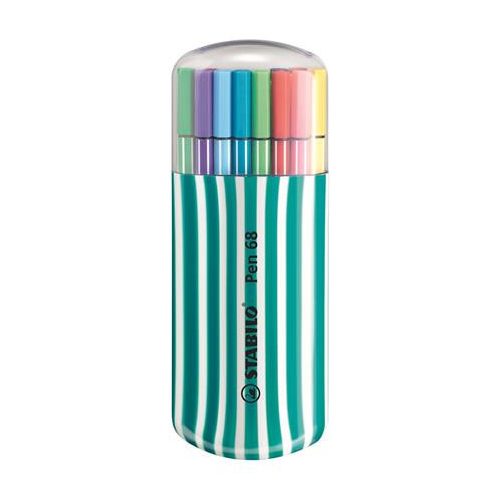 Rostirón készlet, 1 mm, türkiz tok, STABILO "Pen 68 Zebrui", 20 különböző szín