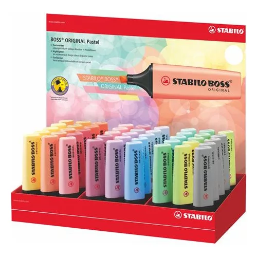 Szövegkiemelő display, 2-5 mm, STABILO "BOSS Pastel", vegyes pasztell színek