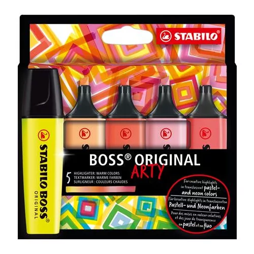 Szövegkiemelő készlet, 2-5 mm, STABILO "BOSS original Arty", 5 meleg szín