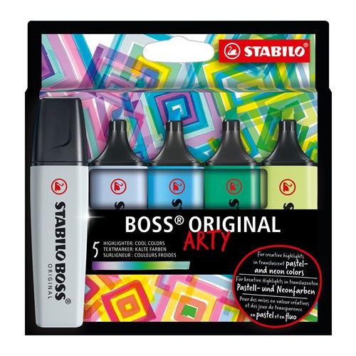 Szövegkiemelő készlet, 2-5 mm, STABILO "BOSS original Arty", 5 hideg szín