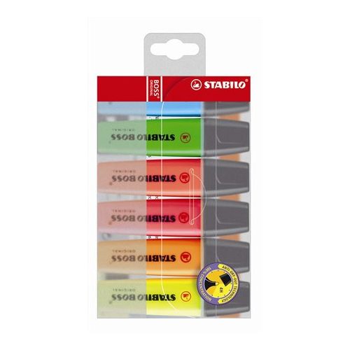 Szövegkiemelő készlet, 2-5 mm, STABILO "BOSS original", 6 különböző szín
