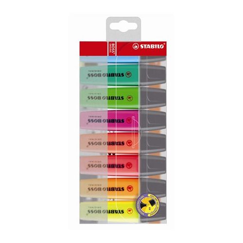 Szövegkiemelő készlet, 2-5 mm, STABILO "BOSS original", 8 különböző szín