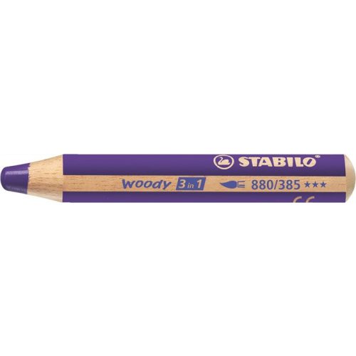 Színes ceruza, kerek, vastag, STABILO "Woody 3 in 1", viola