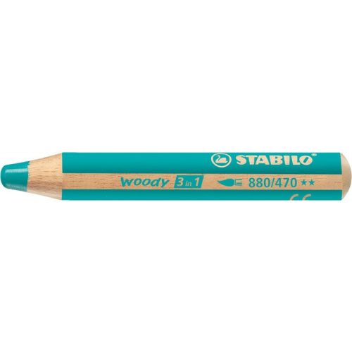 Színes ceruza, kerek, vastag, STABILO "Woody 3 in 1", türkiz