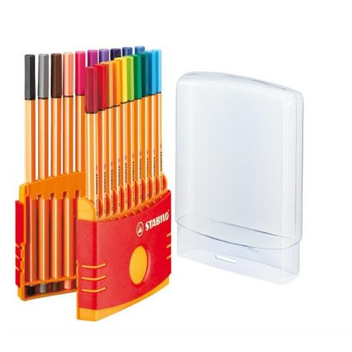 Tűfilc készlet, 0,4 mm, STABILO "Point 88 ColorParade", 20 különböző szín