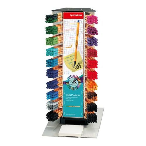 Tűfilc display, 0,4 mm, STABILO "Point 88", vegyes színek