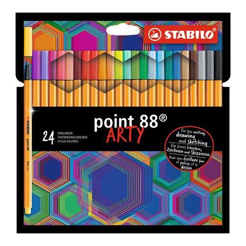 Tűfilc készlet, 0,4 mm, STABILO "Point 88 ARTY", 24 különböző szín