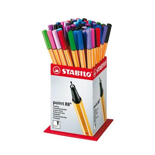 Tűfilc display, 0,4 mm, STABILO "Point 88 Mini", vegyes színek