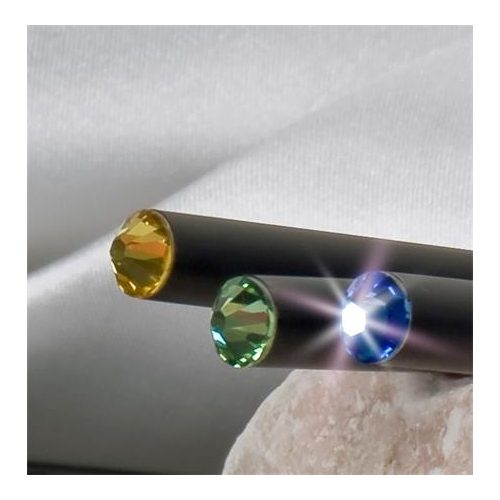 Ceruza, fekete, zafírkék SWAROVSKI® kristállyal, exkluzív, 17cm, ART CRYSTELLA®