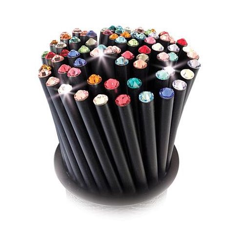 Ceruzák tartóban, vegyes színű SWAROVSKI® kristállyal, 50db-os szett, ART CRYSTELLA®
