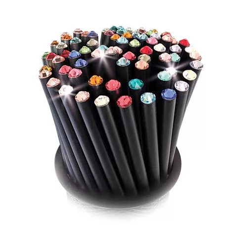 Ceruzák tartóban, vegyes színű SWAROVSKI® kristállyal, 50db-os szett, ART CRYSTELLA®