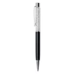 Golyóstoll, fekete, felül fehér SWAROVSKI® kristállyal töltve, 14 cm, ART CRYSTELLA®