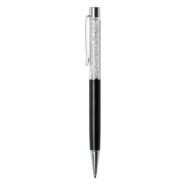   Golyóstoll, fekete, felül fehér SWAROVSKI® kristállyal töltve, 14 cm, ART CRYSTELLA®