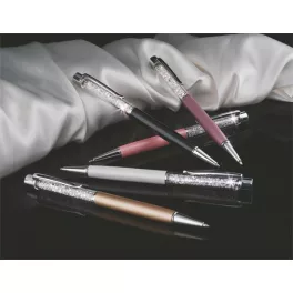   Golyóstoll, világoslila, felül fehér SWAROVSKI® kristállyal töltve, 14 cm, ART CRYSTELLA®