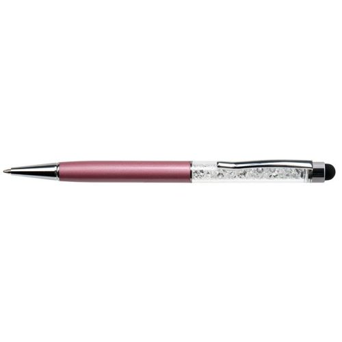 Golyóstoll, világoslila, felül fehér SWAROVSKI® kristállyal töltve, érintővel, 14 cm, ART CRYSTELLA®