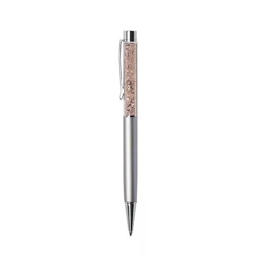 Golyóstoll, ezüst, felül arany SWAROVSKI® kristályokkal töltve 14 cm, ART CRYSTELLA®