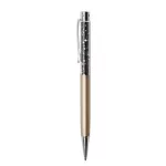 Golyóstoll, arany, felül fekete SWAROVSKI® kristályokkal töltve 14 cm, ART CRYSTELLA®