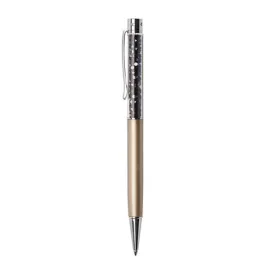   Golyóstoll, arany, felül fekete SWAROVSKI® kristályokkal töltve 14 cm, ART CRYSTELLA®
