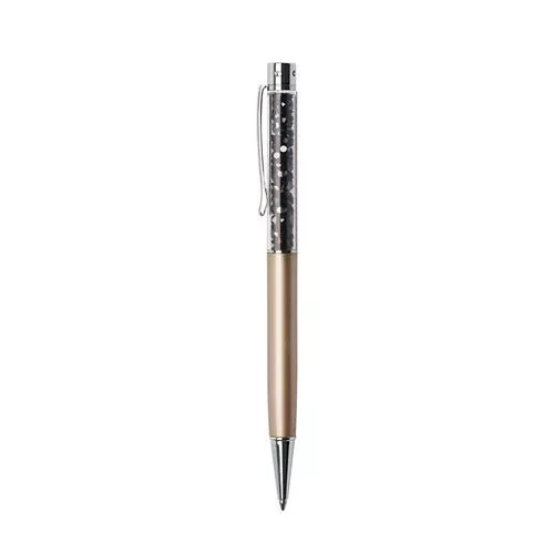 Golyóstoll, arany, felül fekete SWAROVSKI® kristályokkal töltve 14 cm, ART CRYSTELLA®