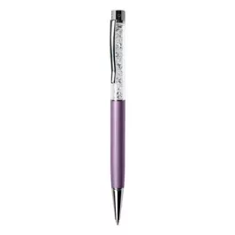   Golyóstoll, orgonalila, felül fehér SWAROVSKI® kristályokkal töltve, 14 cm, ART CRYSTELLA®