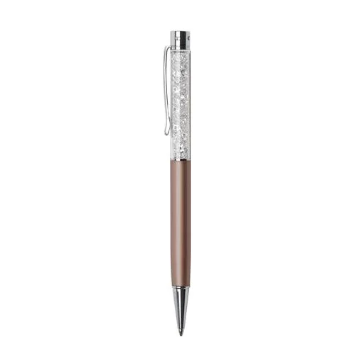Golyóstoll, rose gold, felül fehér SWAROVSKI® kristállyal töltve, 14 cm, ART CRYSTELLA®