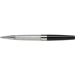   Golyóstoll, fekete, alul fehér SWAROVSKI® kristállyal töltve, 14cm, ART CRYSTELLA®