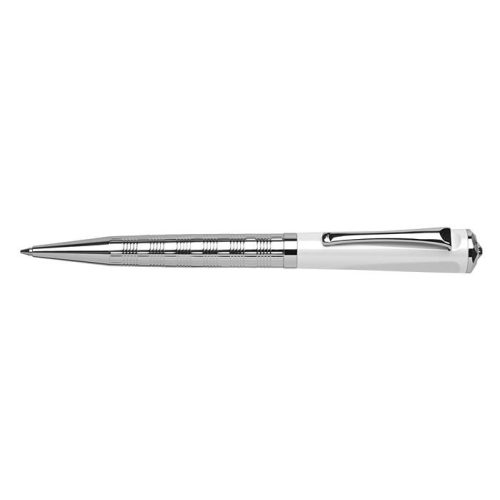 Golyóstoll, fehér-ezüst "Rialto", fehér SWAROVSKI® kristállyal, 14cm, ART CRYSTELLA®