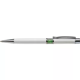   Golyóstoll, fehér, középen peridot zöld SWAROVSKI® kristállyal töltve, 14cm, ART CRYSTELLA®