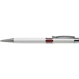   Golyóstoll, fehér, középen light siam piros SWAROVSKI® kristállyal töltve, 14cm, ART CRYSTELLA®