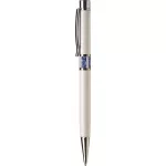 Golyóstoll, fehér, középen zafírkék SWAROVSKI® kristállyal töltve, 14cm, ART CRYSTELLA®