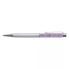   Golyóstoll, krémfehér, felül orgona lila SWAROVSKI® kristállyal töltve, 14 cm, ART CRYSTELLA®